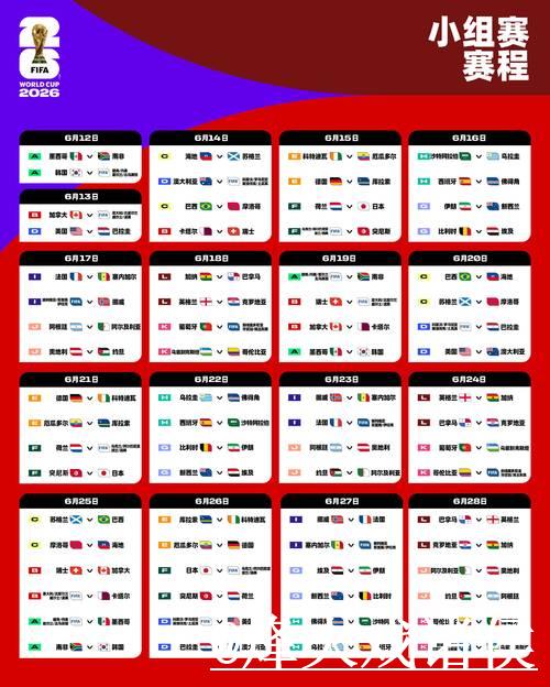 2026年世界杯赛事直播时间及精彩赛程安排